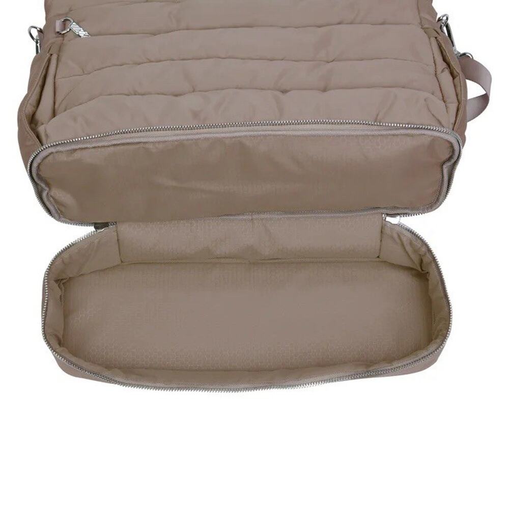 New! iPack Taupe Puffy Tote Bag With Shoe Compartment, Padded Laptop Pocket - Picture 4 of 9